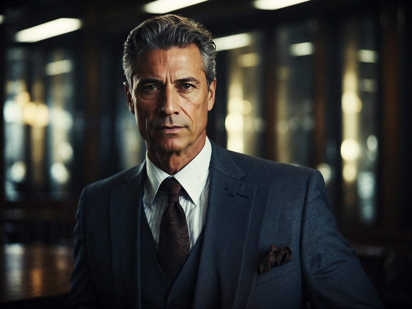 Businessman in a suit in an elegant office.